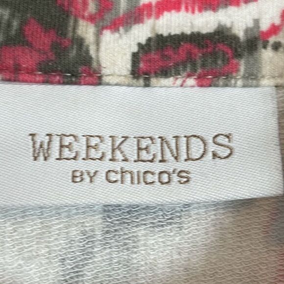 Chico’s Weekends soft zip front print three quarter sleeve transitional jacket L - Picture 9 of 12